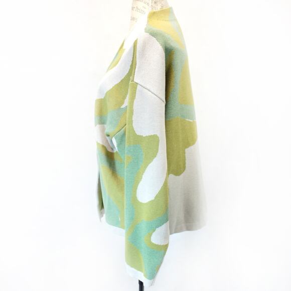 Relume California Green Abstract Print Cardigan Sweater Knit Casual Large - Picture 6 of 8